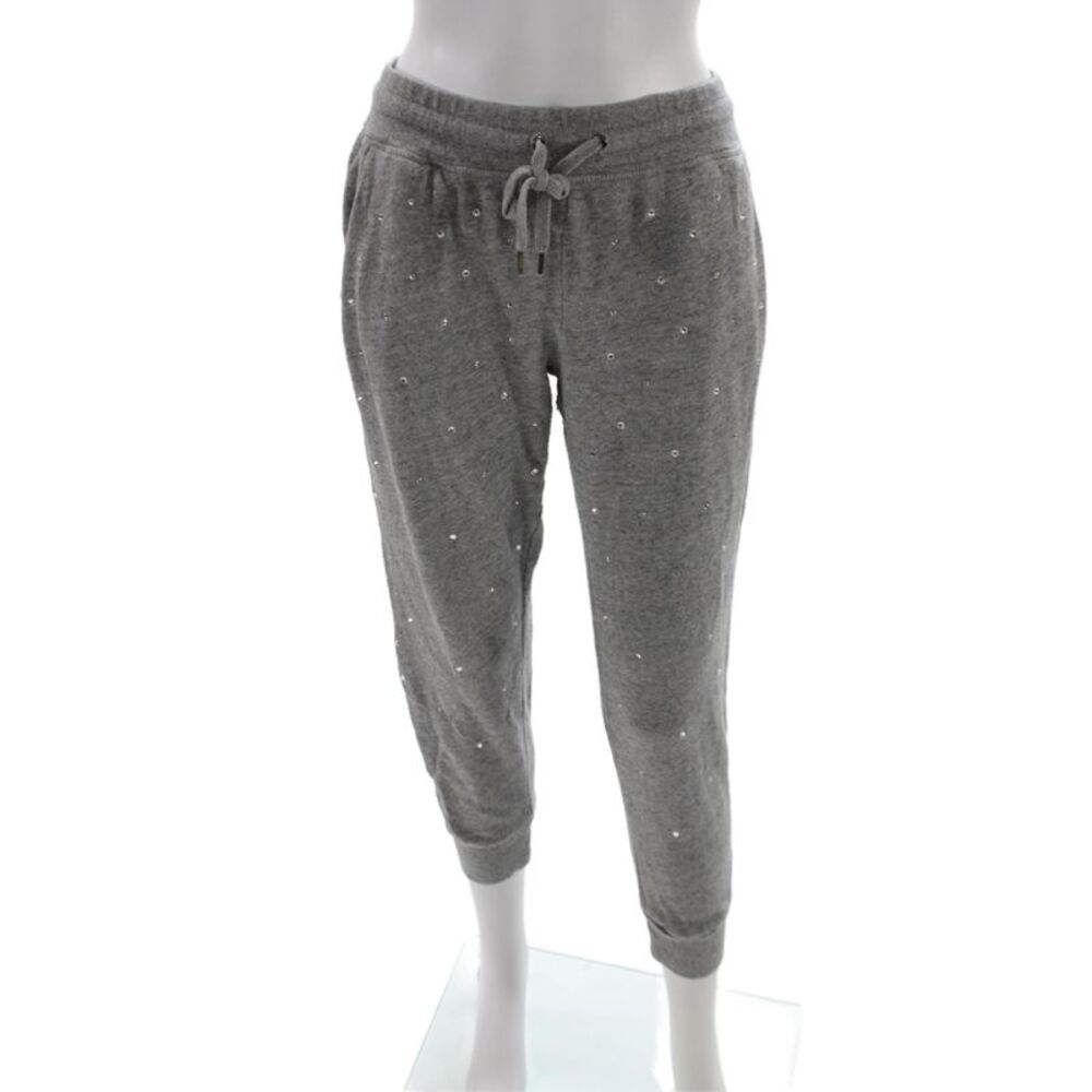 Splendid Women Jogger Pants Gray Cotton Sparkly Drawstring Size S